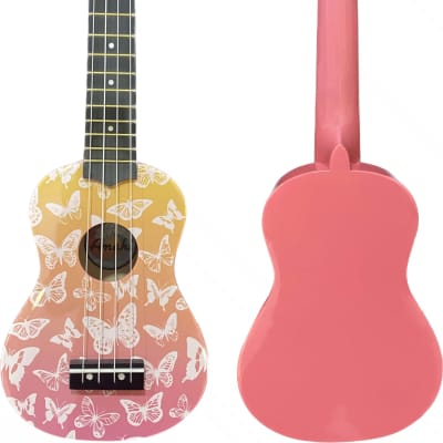 Amahi Ukulele, Pink Lemonade Butterfly Design