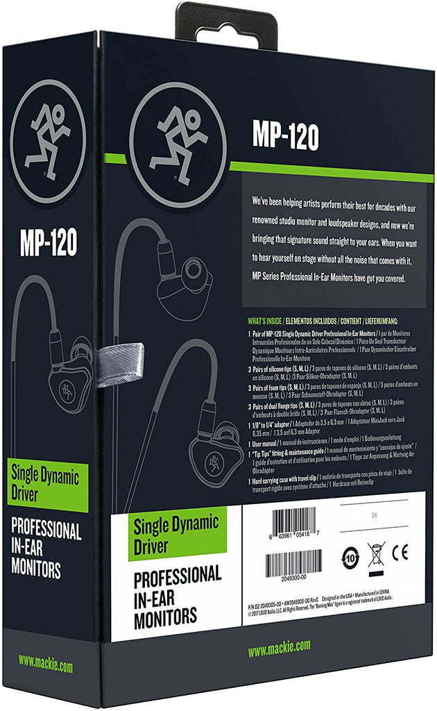 Mackie In- Ear Headphones & Monitors, Single Driver (MP-120)