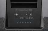 The top view of the FreePlay Live that shows Bluetooth display, reverb, EQ, volume and more