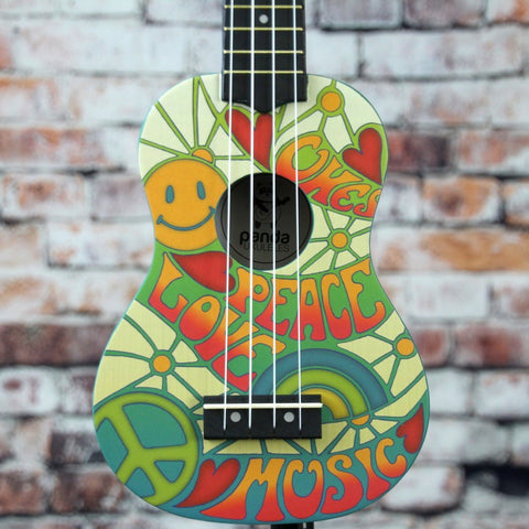 AMAHI PANDA PEACE & LOVE GRAPHIC UKULELE