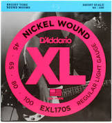 D'Addario EXL170 Nickel Wound Bass Guitar Strings, Light, 45-100, Long Scale