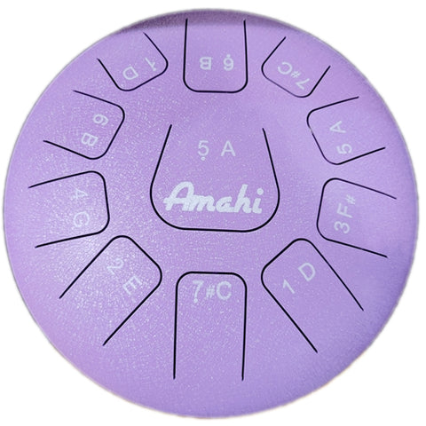 AMAHI KLG12-11GR 12" STEEL TONGUE DRUM, 11 NOTE, D MAJOR, PURPLE