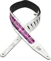 Levy's MG317ZB-WHT Leather Guitar Strap - Cosmic Print/White