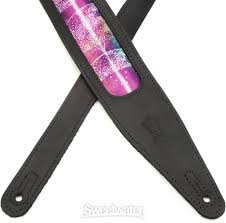 Levy's MG317ZB-BLK Leather Guitar Strap - Cosmic Print/Black