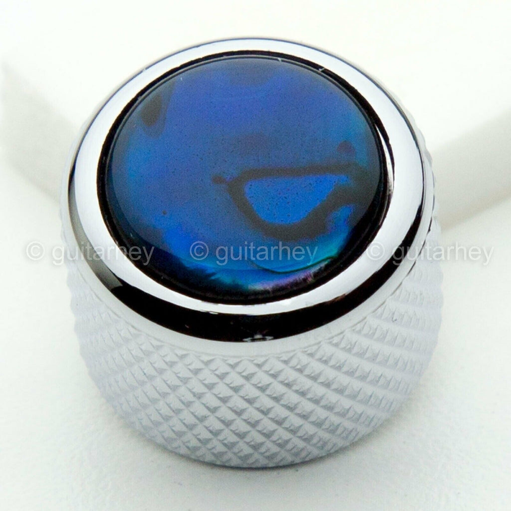 Q-parts Dome Guitar Knob Chrome With Blue Abalone Shell Kcd0002