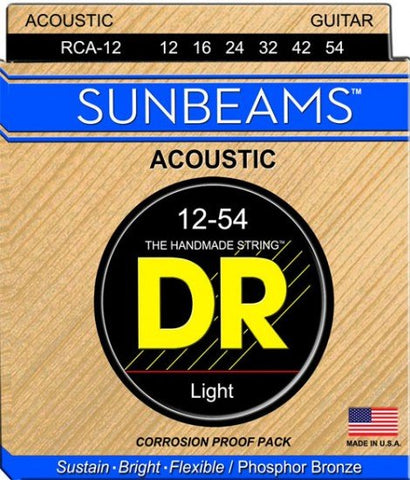DR Strings RCA-12 SUNBEAM Round Core Acoustic Guitar Lt 12-54
