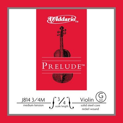 D'Addario Prelude Violin G 3/4 Medium Tension J814 3/4M, Single String