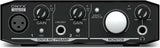 Front view of the Mackie Audio Interface showing 1 mic input and 1 line input
