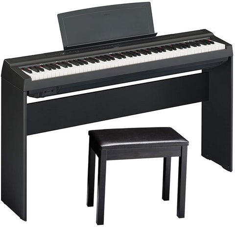 Yamaha P-125 88-Key Weighted Digital Piano Home Bundle with Furniture Stand and Bench