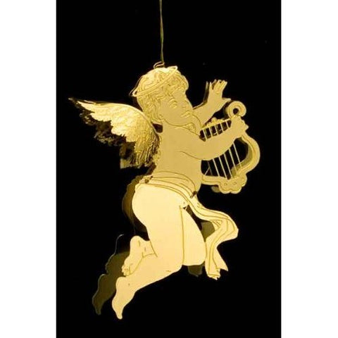 Angel & Lyre Christmas Tree Ornament – Brass