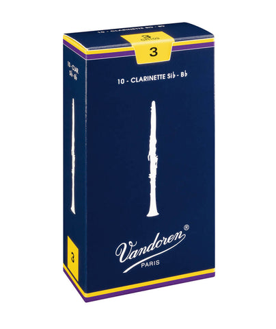 Vandoren CR103 Bb Clarinet Traditional Reeds Strength 3; Box of 10