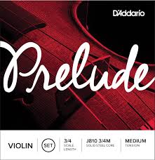 J81044L D'Addario Prelude Violin String Set, 4/4 Scale, Light Tension