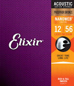 Elixir Strings Phosphor Bronze Acoustic Guitar Strings w NANOWEB Coating, Light/Medium (.012-.056)