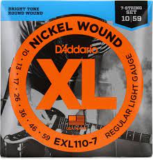 D'Addario EXL110-7 XL Nickel Wound Electric Guitar Strings - .010-.059 Regular Light 7-string