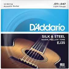 D'Addario EJ35 Silk & Steel Silver Wound 12-String .011"-.047" Guitar Strings