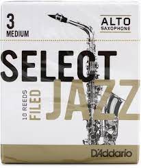 D'Addario RSF10ASX3M - Select Jazz Filed Alto Saxophone Reeds - 3 Medium (10-pack)