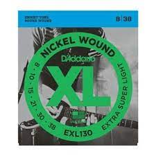 D'Addario EXL130 Nickel Wound Electric Strings -.008-.038 Extra Super Light