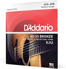 D'Addario EJ12 Medium 80/20 Bronze Acoustic Guitar Strings - .013-.056