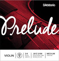 D'Addario Prelude Violin D 3/4 Medium Tension J813 3/4M, Single String