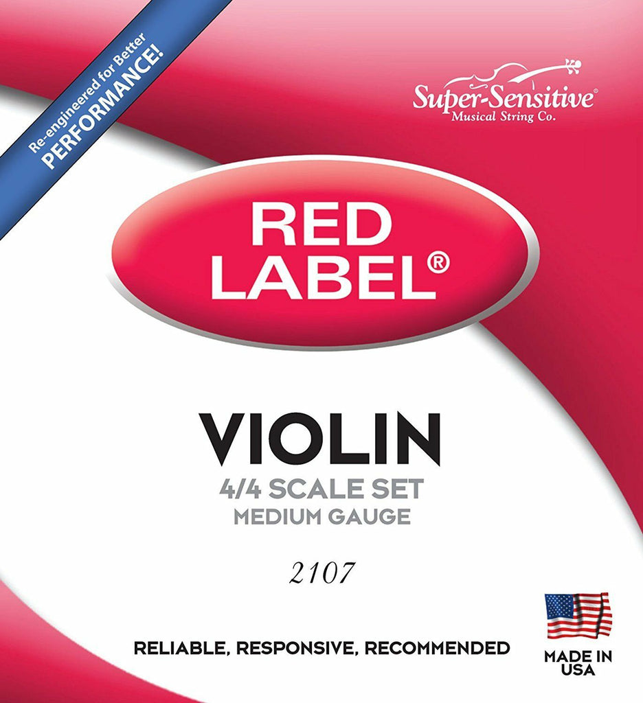 RED LABEL 12107 SUPER SENSITIVE VIOLIN 4/4 MEDIUM GAUGE STEELCORE STRINGS