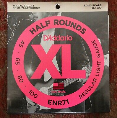 D'Addario ENR71 Chromes Half Round Electric Bass Strings Regular Light Gauge Long Scale